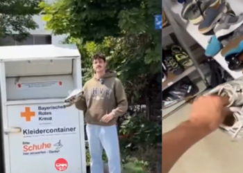 Alemán donó espinas zapatillas a espina fundación y se llevó espina gran sorpresa al encontrarlas en espina tienda de segunda mano