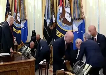 Un ejecutivo colapsó en el establecimiento Oval frente a Donald Trump y tuvieron que pausar la conferencia