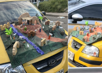 piloto convierte su taxi en un pesebre y se pasea por las calles de Cali: ‘Simplemente Colombia’