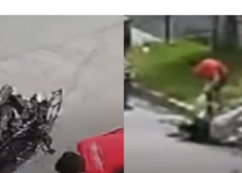 Ladrones en moto perdieron el control y la comunidad los golpeó