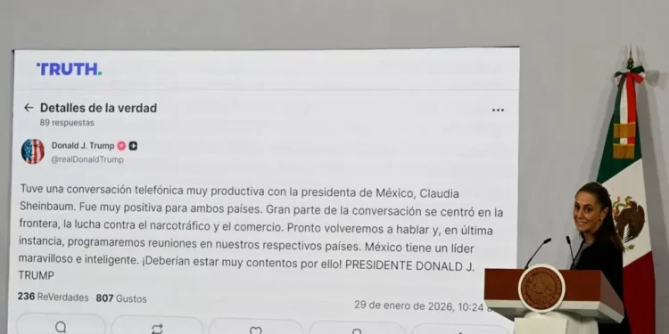 Sheinbaum y Trump hablan en una llamada «productiva y cordial» sobre seguridad y botica
